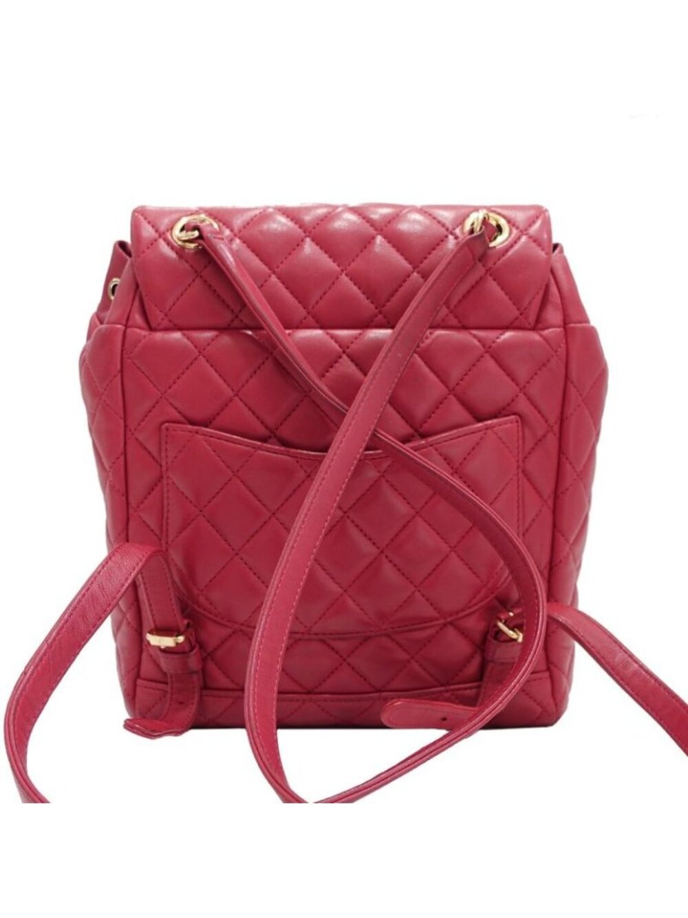 Chanel Quilted Backpack Rucksack Lambskin Leather Red Series - Picture 2 of 9